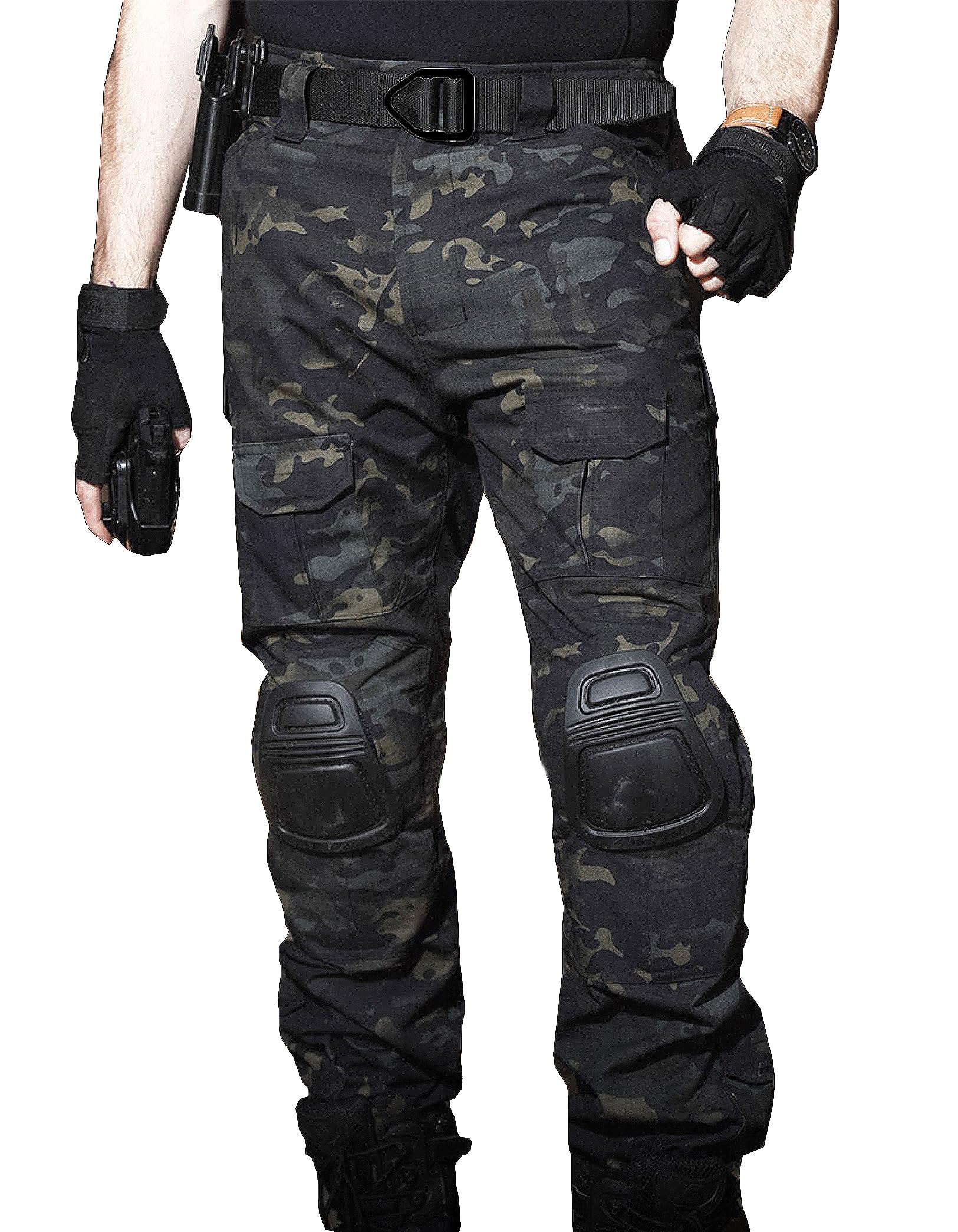 Pantalones Tácticos Airsoft Multibolsillo Duty Paints Paintball Caza Pesca con Rodilleras