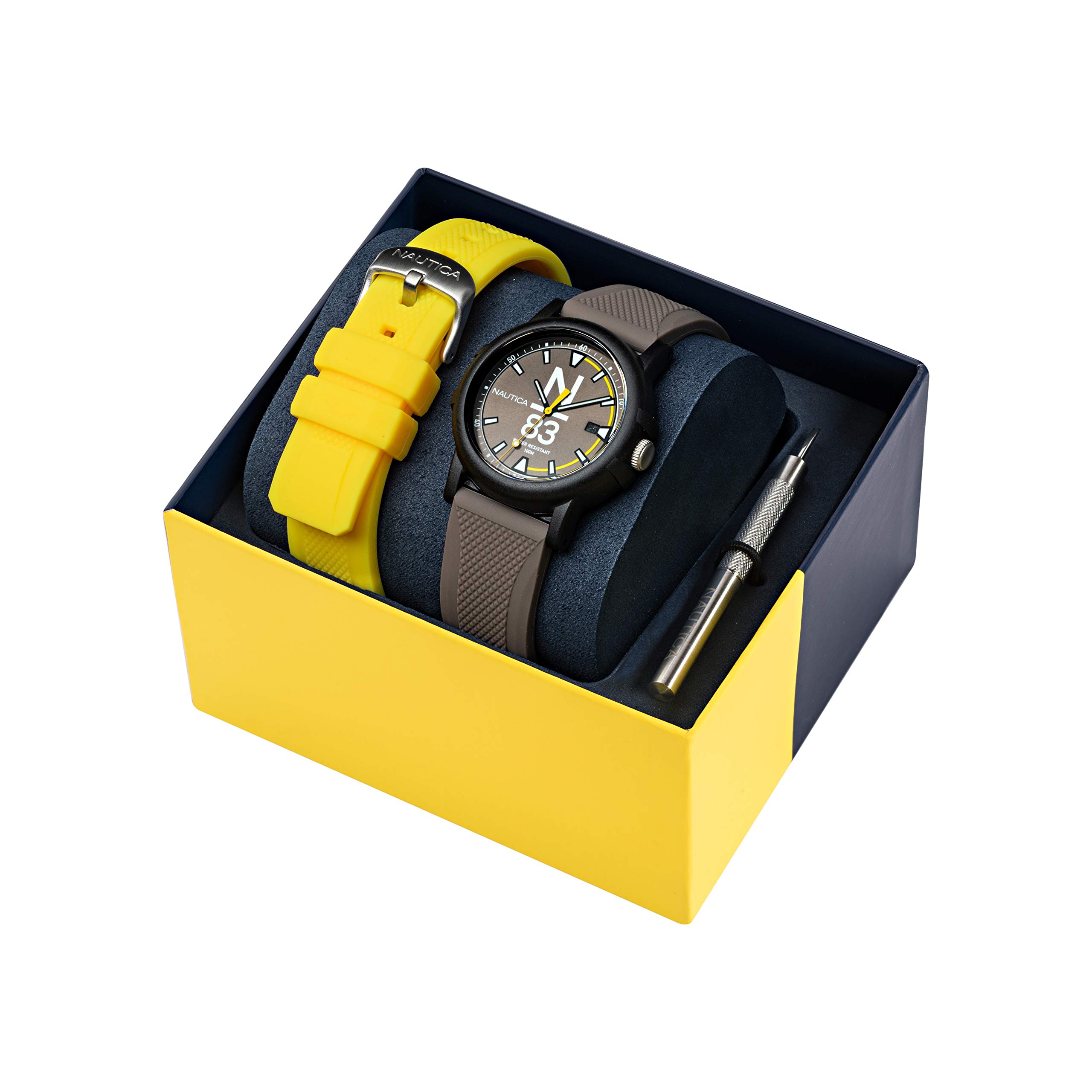 Nautica Men's Quartz Silicone Strap, Gray, 20 Casual Watch (Model: NAPEPS107)