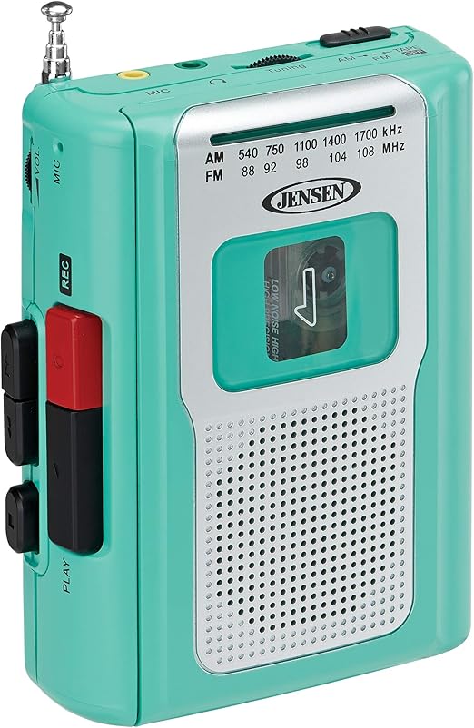 Jensen CR100 Retro Portable AM/FM Radio Personal Cassette