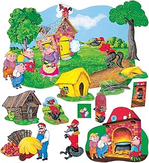 Three Little Pigs Deluxe Felt Figure set for Flannel Boards Precut + Lesson Guide