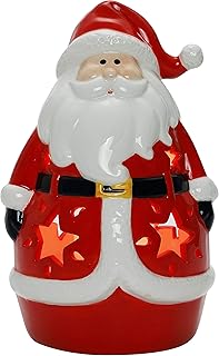 Santa Ceramic Christmas LED Tabletop Lantern Statue