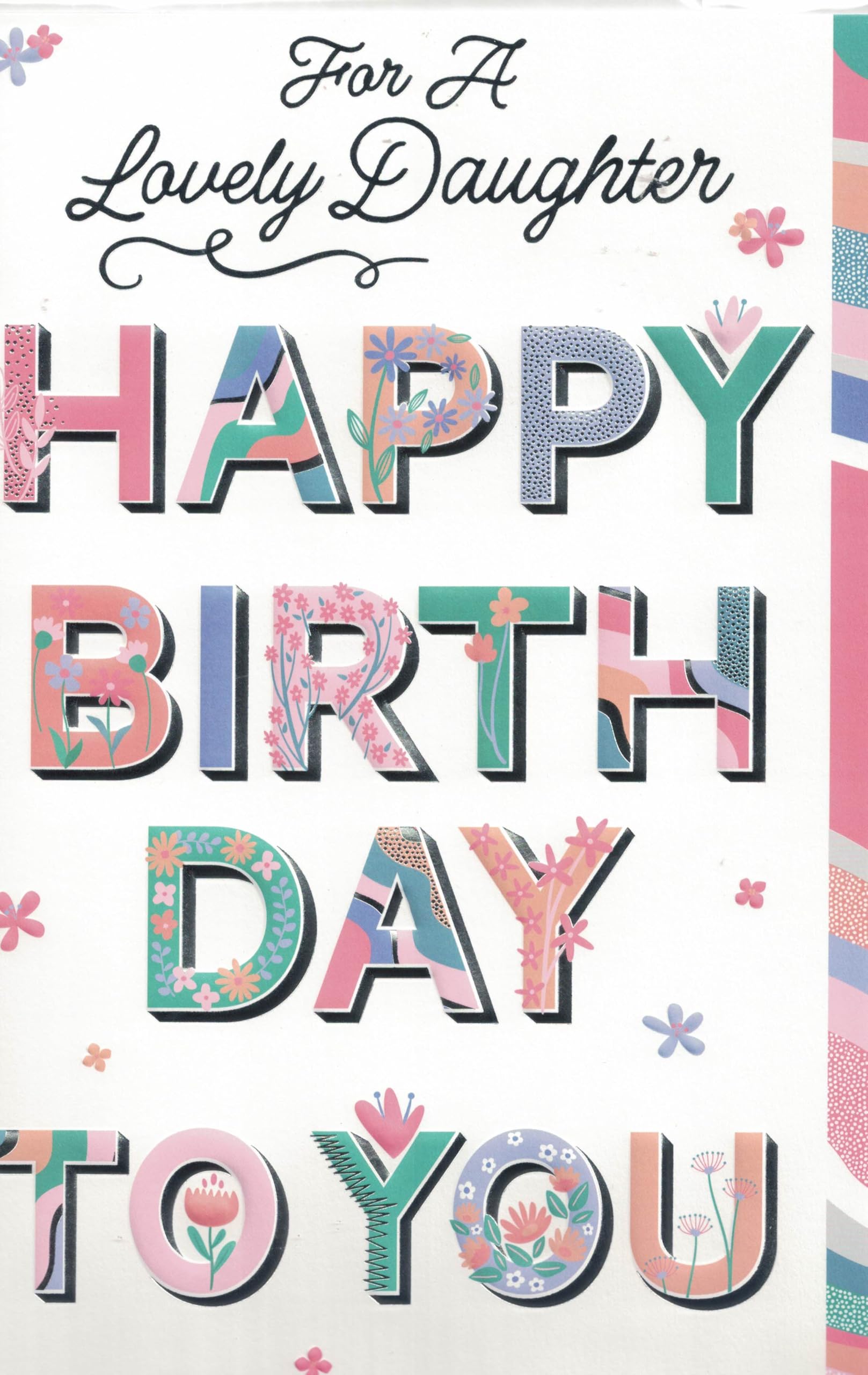 Daughter Birthday Card, Extra Large 30.5 x 20.3 cm, Floral Design with 8-Page Insert