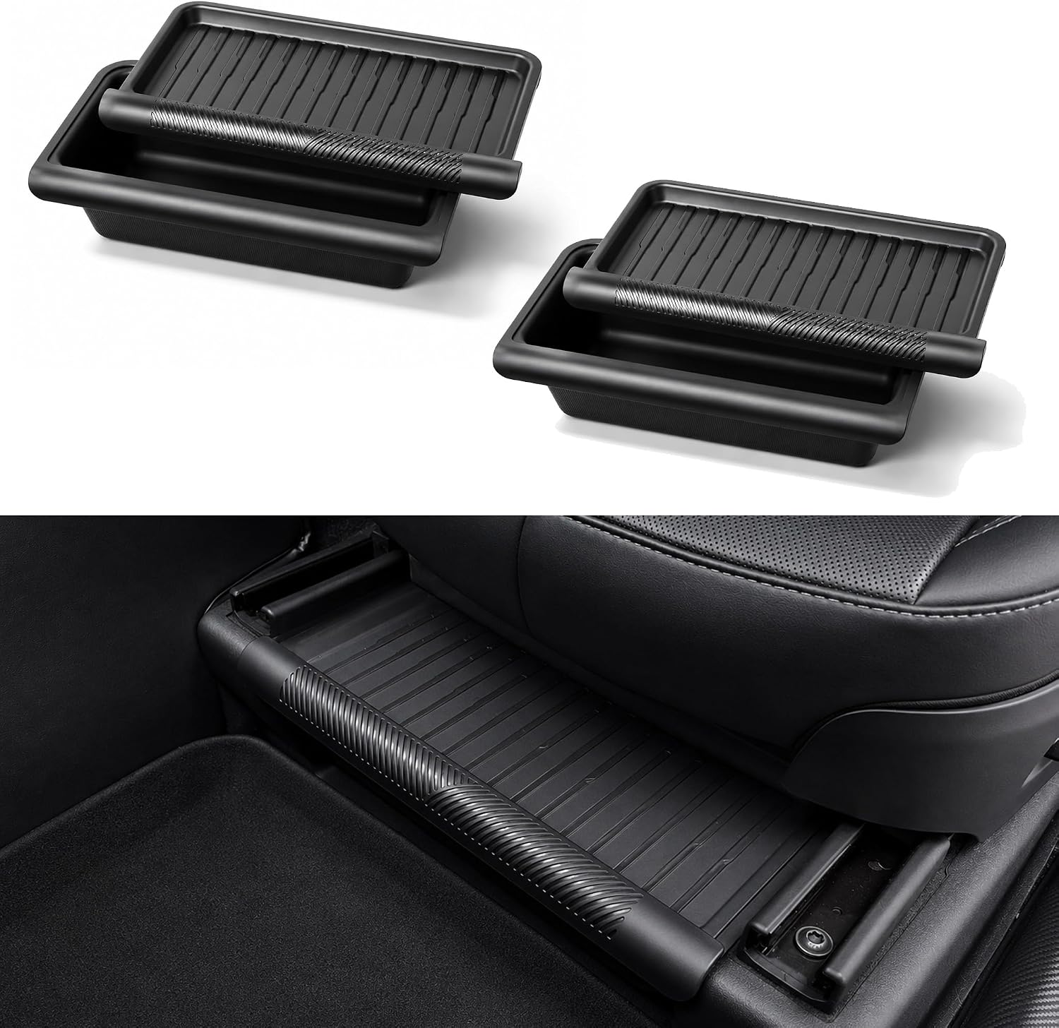 Under Seat Storage Box for 25-26 Model Y Juniper, 2PC ABS/TPE