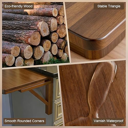 Miniatura 27 de MM MELISEN Mesa plegable montada en la pared, de madera blanca de 37.4 x 21.6 pulgadas, ahorro de espacio, para lavandería, cocina, dormitorio. Se