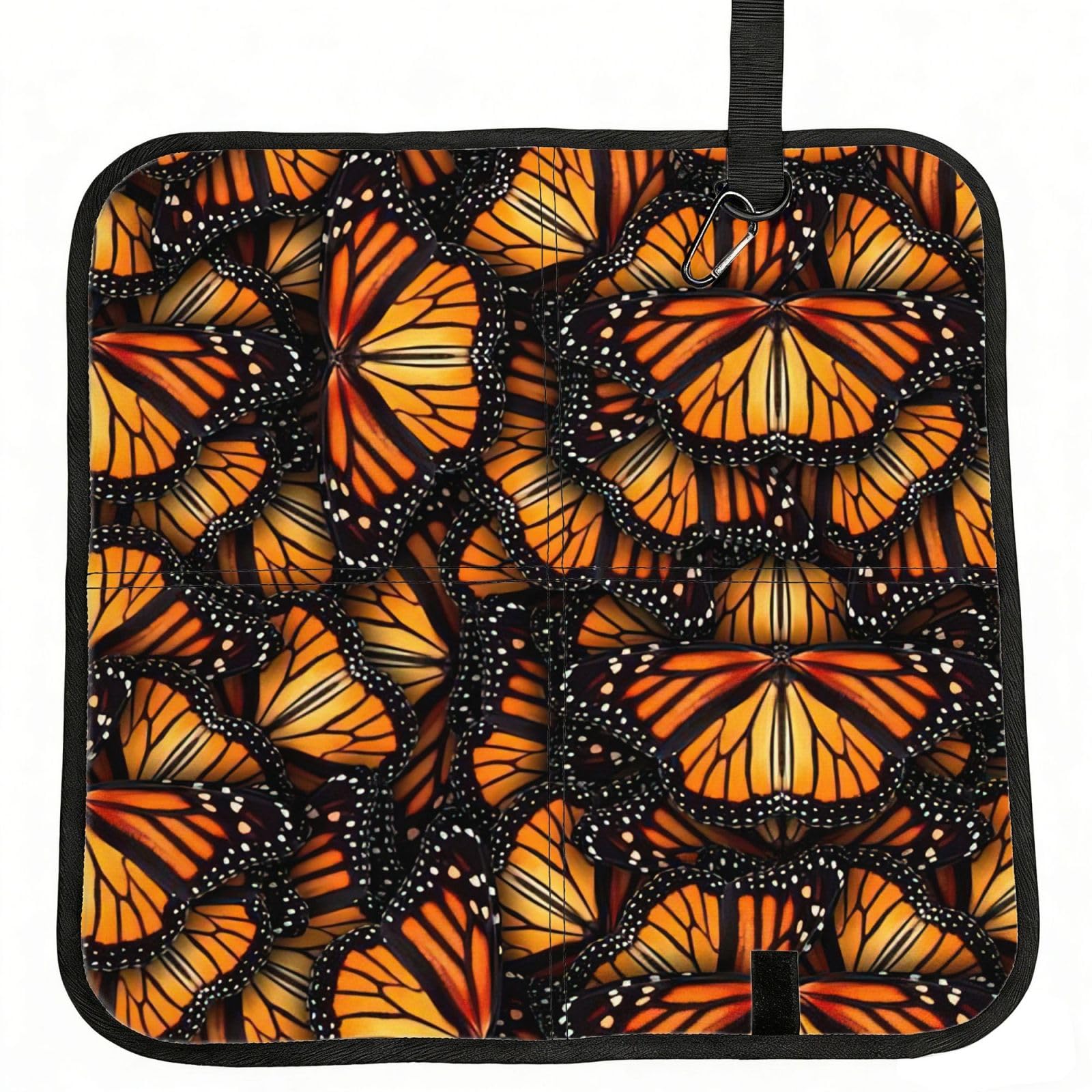 DIEzig Heaps of Orange Monarch Butterflies Printed Compact Foldable Sitting Pad Oxford Base, Portable Cushion for Fishing Sports Events