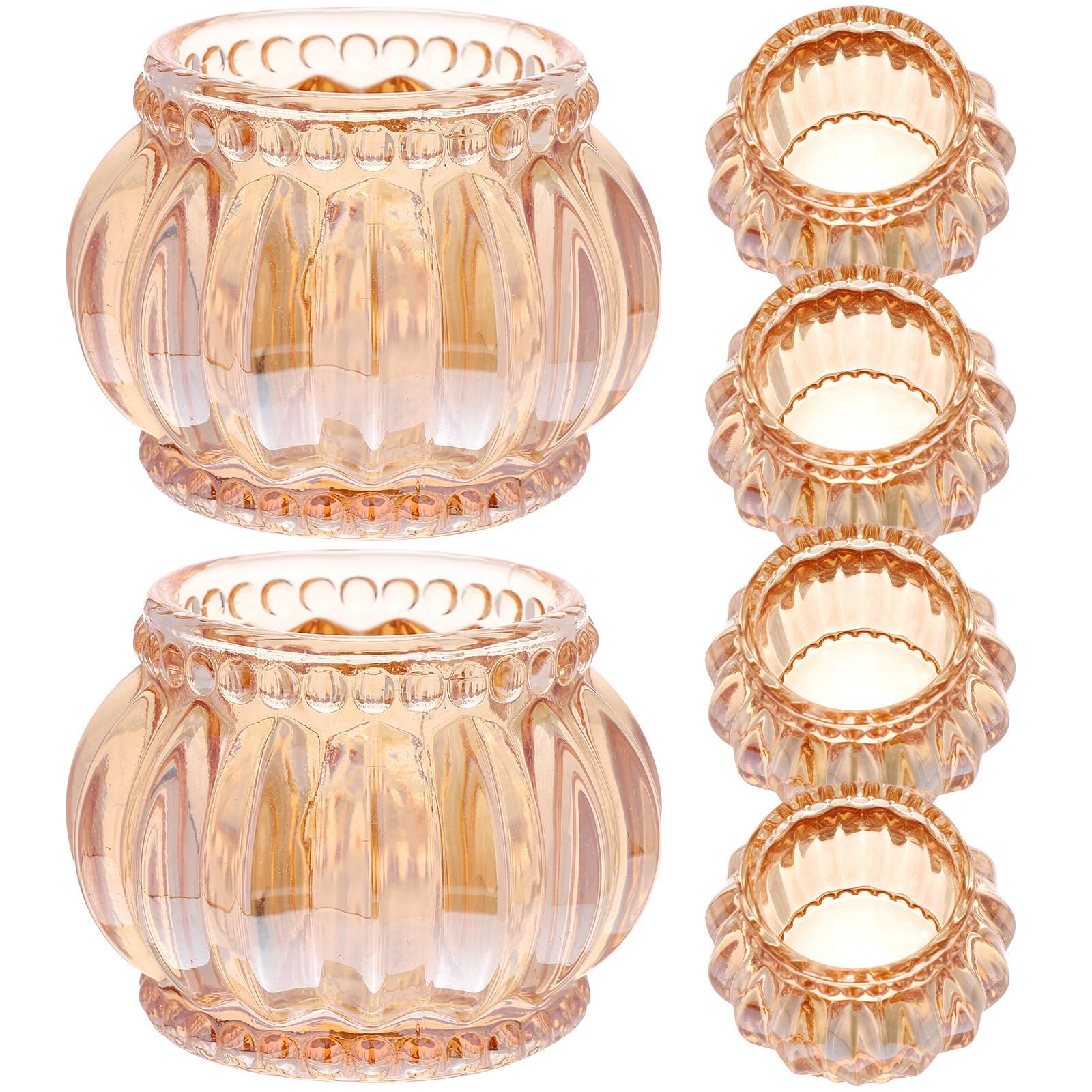 6 Piezas Portavelas de Cristal para Mesa de Centro Base Estable