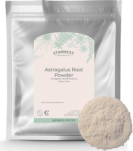 Starwest Botanicals Polvo de raíz de astrágalo  Hierba seca para té, apoyo inmunológico natural, promueve el bienestar, certificado Kosher  Bolsa a