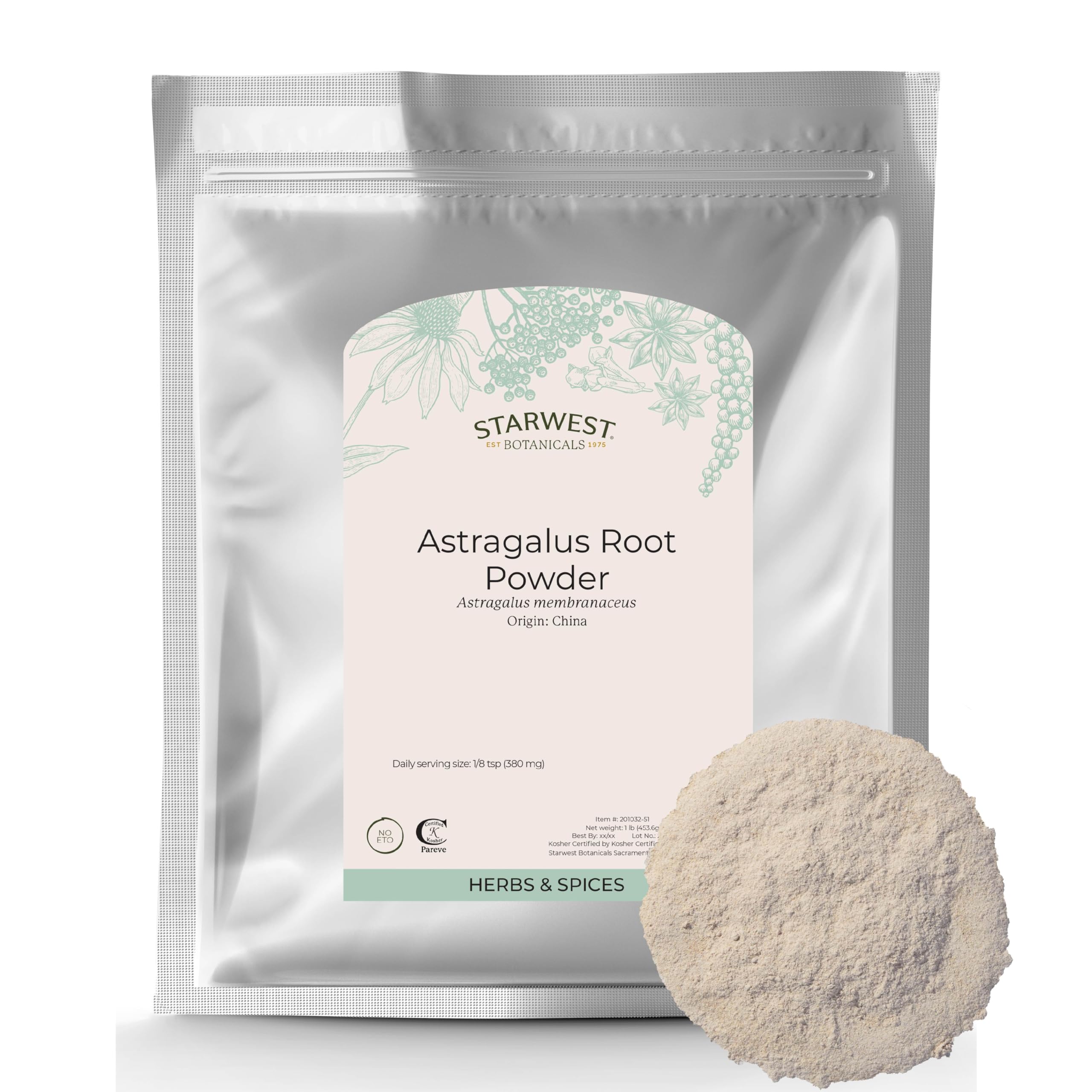 Starwest Botanicals Astragalus Root Powder, 1lbs