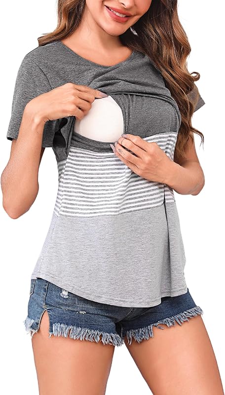 Bresdk T-Shirt Maglia da Allattamento Manica Corta
