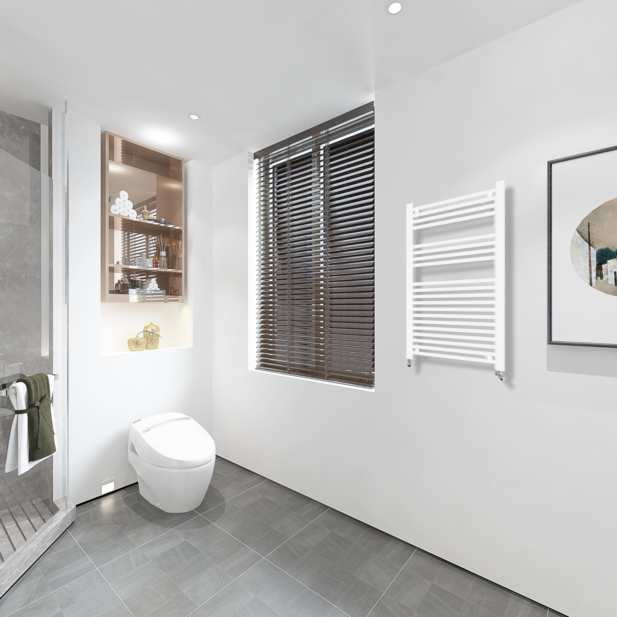 Aica Sanitarios Blanco Radiador Toallero de Agua, Calentador de baño, Calienta Toallas Rápidamente (1000x500 mm)
