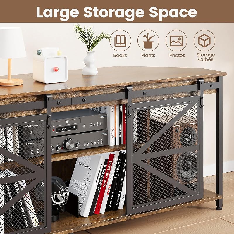 Corner TV Stand for 50 Inch TV, Rustic Entertainment Center image 4