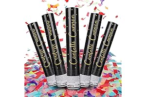 5 Pack Biodegradable Confetti Cannons for Graduation, Birthdays, Weddings, and New Year's Eve Festivities