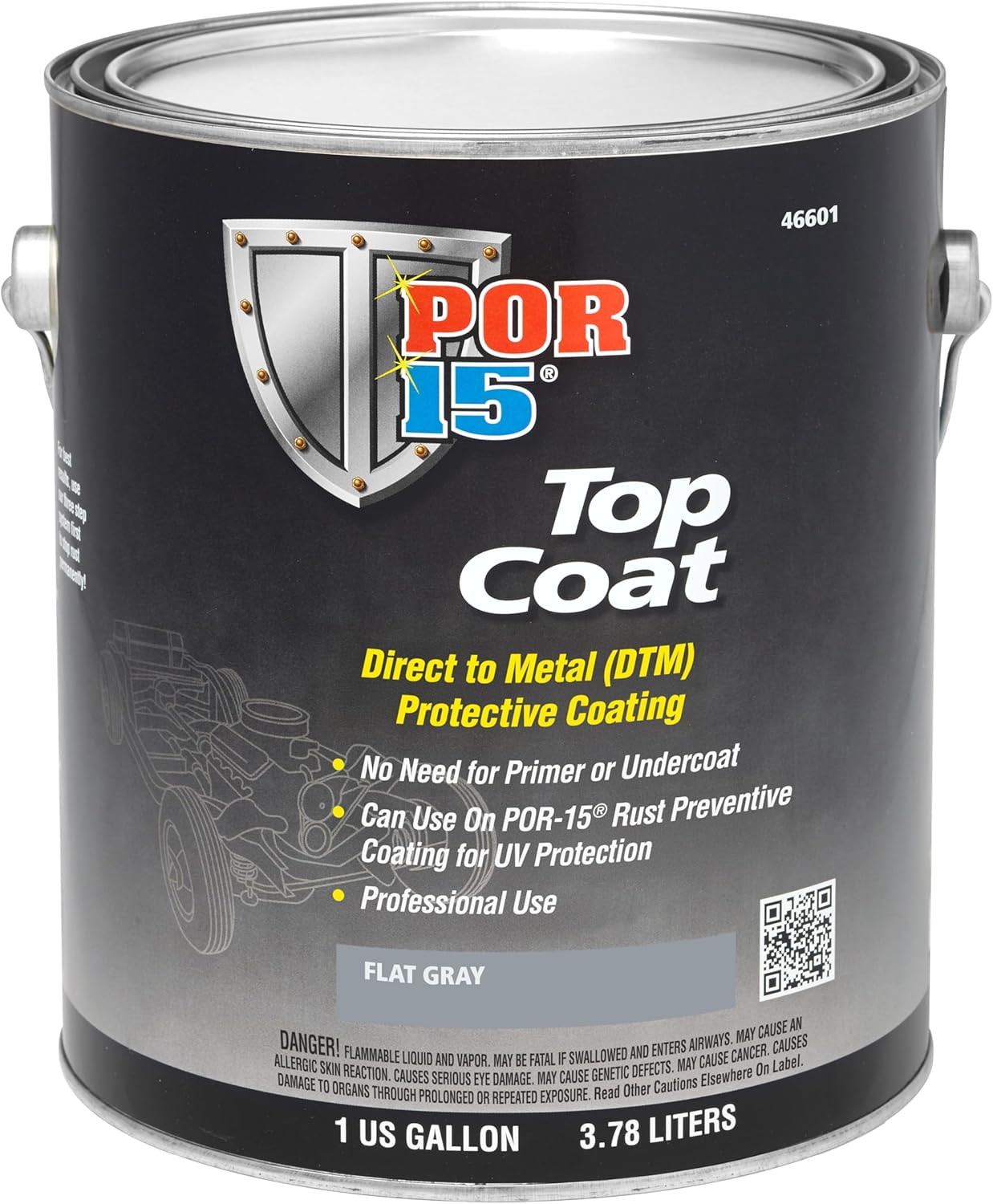 POR-15 Top Coat Paint, Direct to Metal Paint, Long-term Sheen and Color Retention, 128 Fluid Ounces, Gloss Black