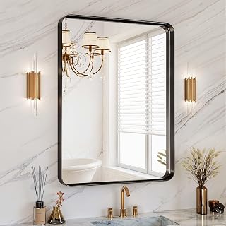 MYSUNORIA 30x36 Inch Black Metal Framed Bathroom Vanity Mirror - HD Tempered Glass, Anti-Rust Frame, Horizontal/Vertical Mount, Farmhouse Style