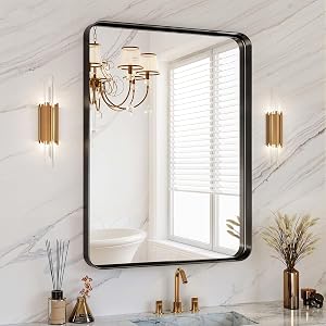 30x36 Inch Black Metal Framed Bathroom Mirror for Wall HD Tempered Glass Vanity Mirror for Over Sink Anti-Rust
