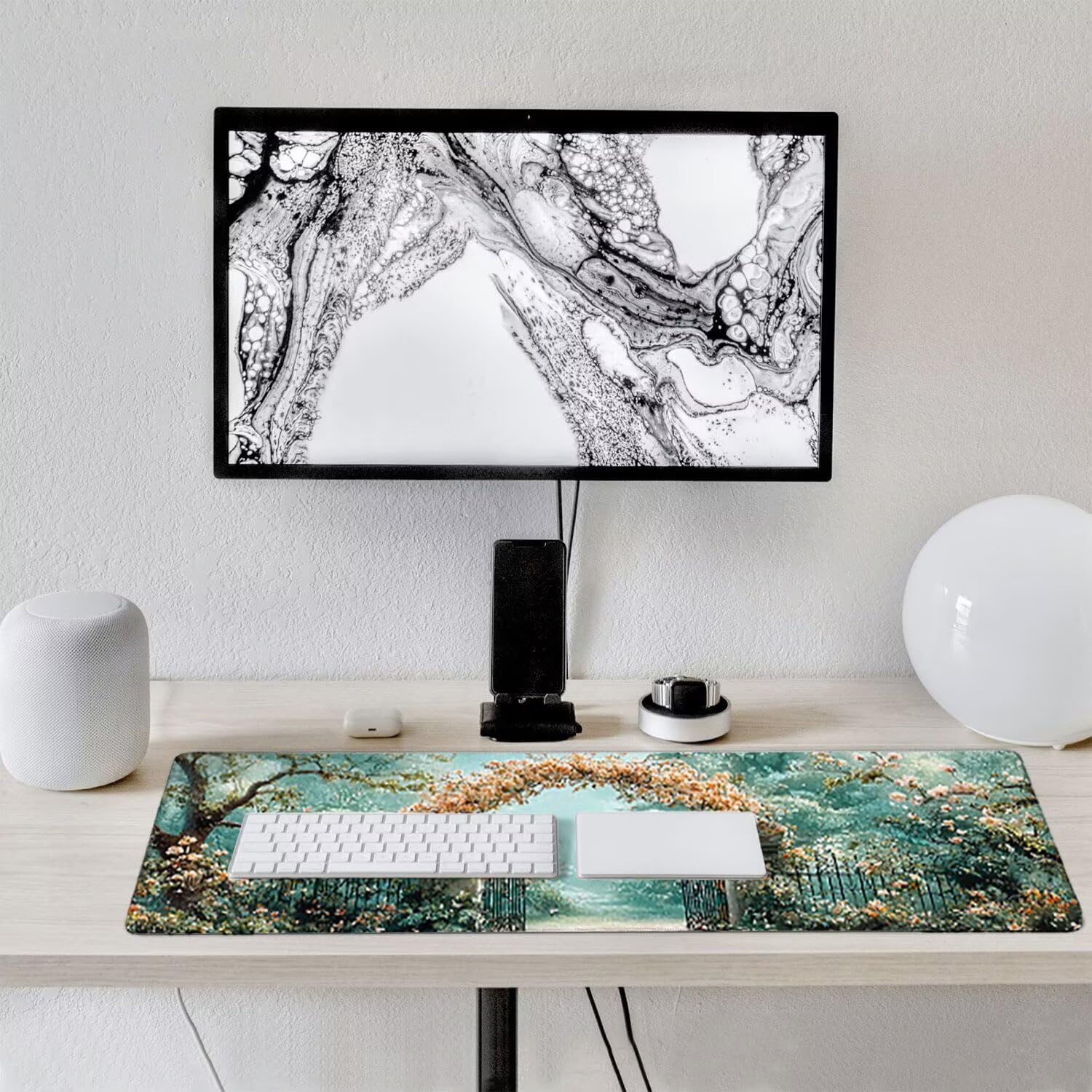 Podkładka pod mysz do gier XXL duża mysz 1200 x 500 mm, duża podkładka pod biurko z antypoślizgową gumową podstawą dla graczy, poprawia precyzję i szybkość (ogród ptaków) o-411