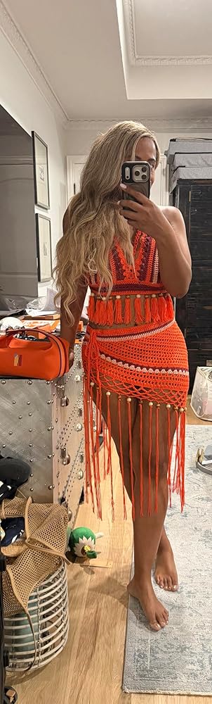 Handmade Crochet Fringe Two-Piece Cover Up Set