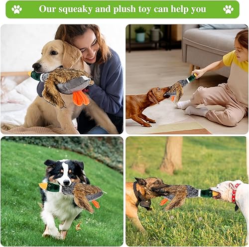 Miniatura 7 de Pet Mallard Duck - Juguete chirriante para perro, juguete de peluche masticable para perros pequeños y medianos, pato salvaje de 9 pulgadas, 3 piezas