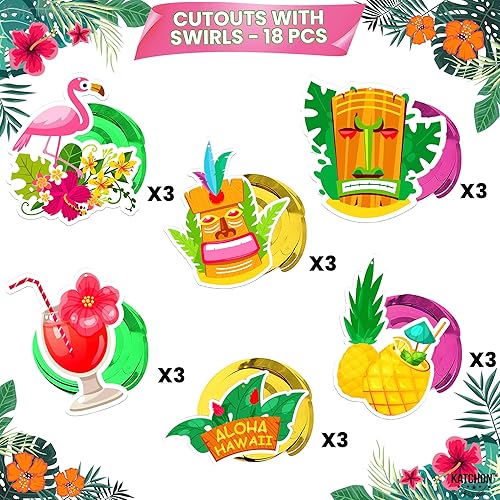 Miniatura 2 de KatchOn, Remolinos colgantes hawaianos de Tiki Paquete de 30, sin bricolaje Decoraciones de fiesta Tiki Decoraciones de fiesta hawaiana