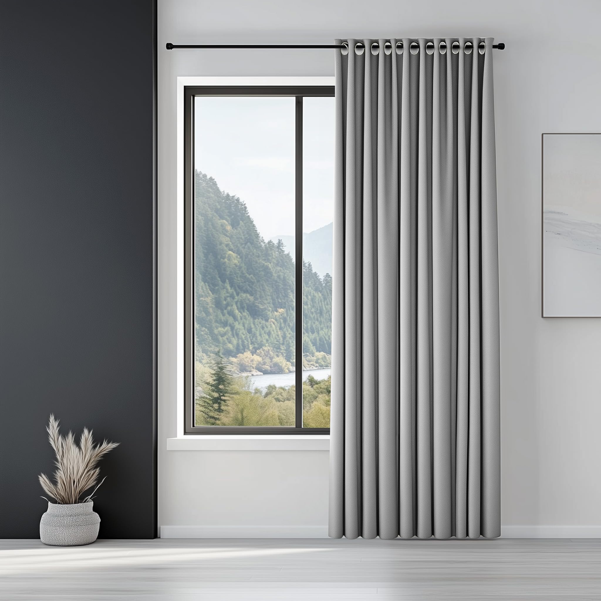 ORINOVA Vorhang Blickdicht Thermovorhang Hitzeschutz 140x160 cm 2er Set Grau Vorhänge Schlafzimmer Verdunklungsgardine Wohnzimmer mit Ösen