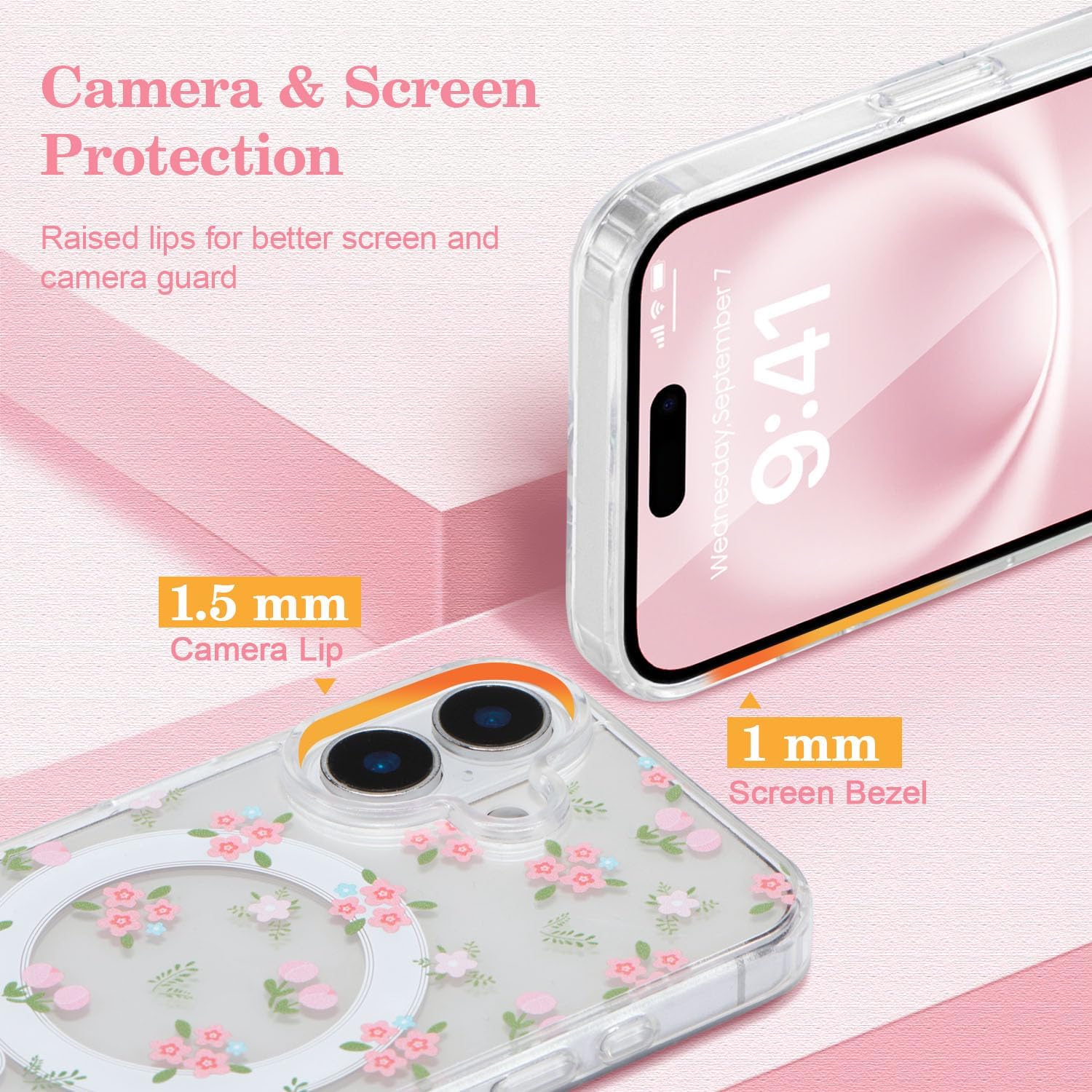 QLTYPRI Magnetic for iPhone 17 Case Compatible with Magsafe, Cute Floral Flower Aesthetic Phone Case Slim Clear Anti-Yellowing Shockproof Phone Cover for Girls Women - Floral - Image 3