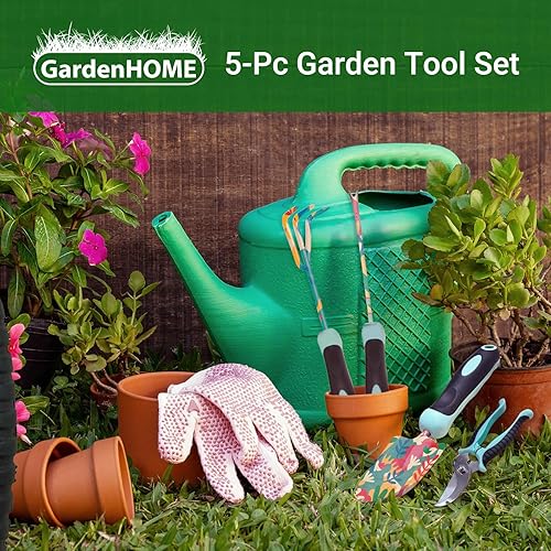 Miniatura 2 de GardenHOME Juego de herramientas de jardinería de 5 piezas, herramientas de jardín florales duraderas con asas ergonómicas y accesorios, juego de