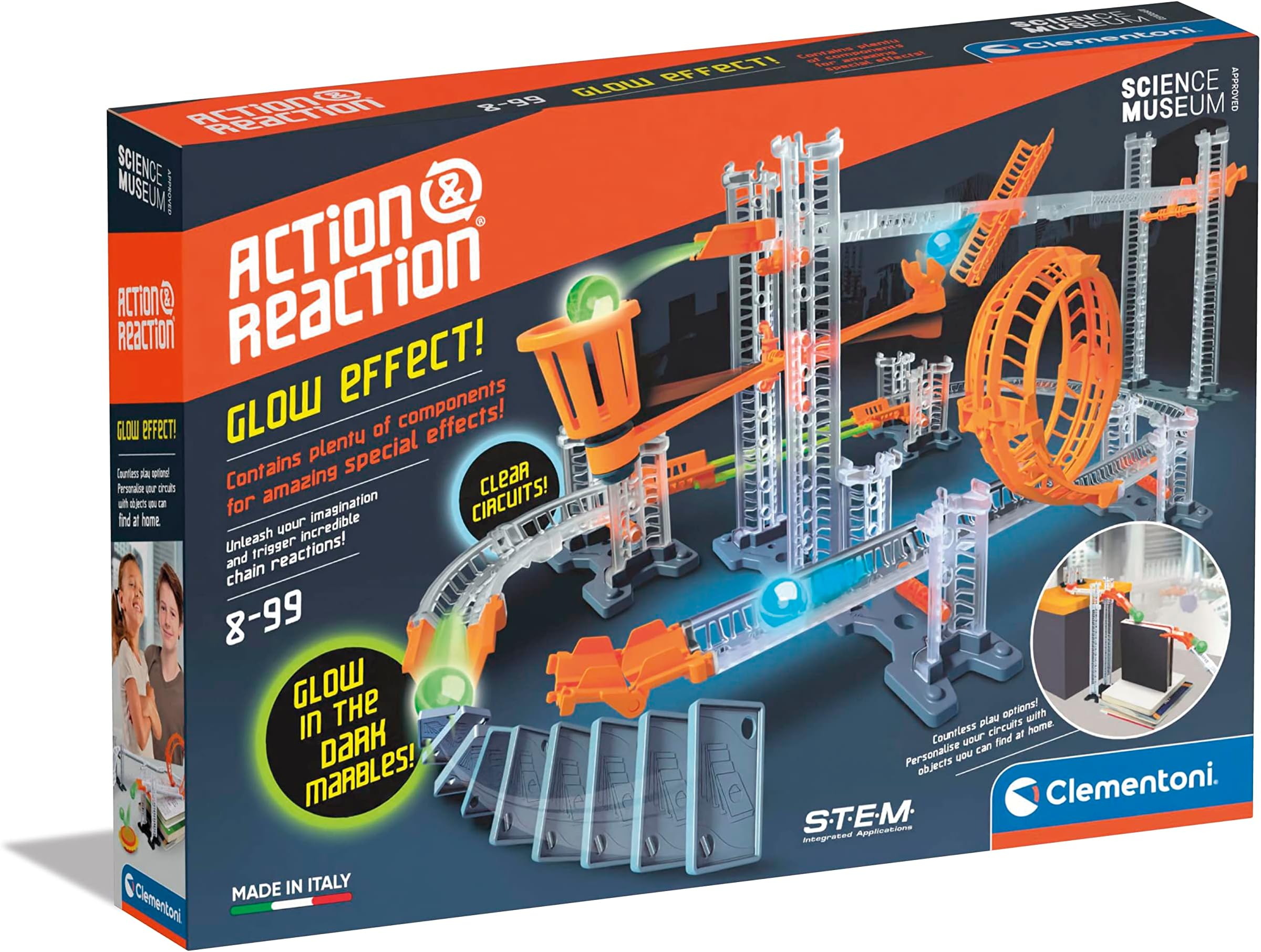 Clementoni 61353, Action&Reaction Glow Effect Building toy for Children, Ages 8 Plus
