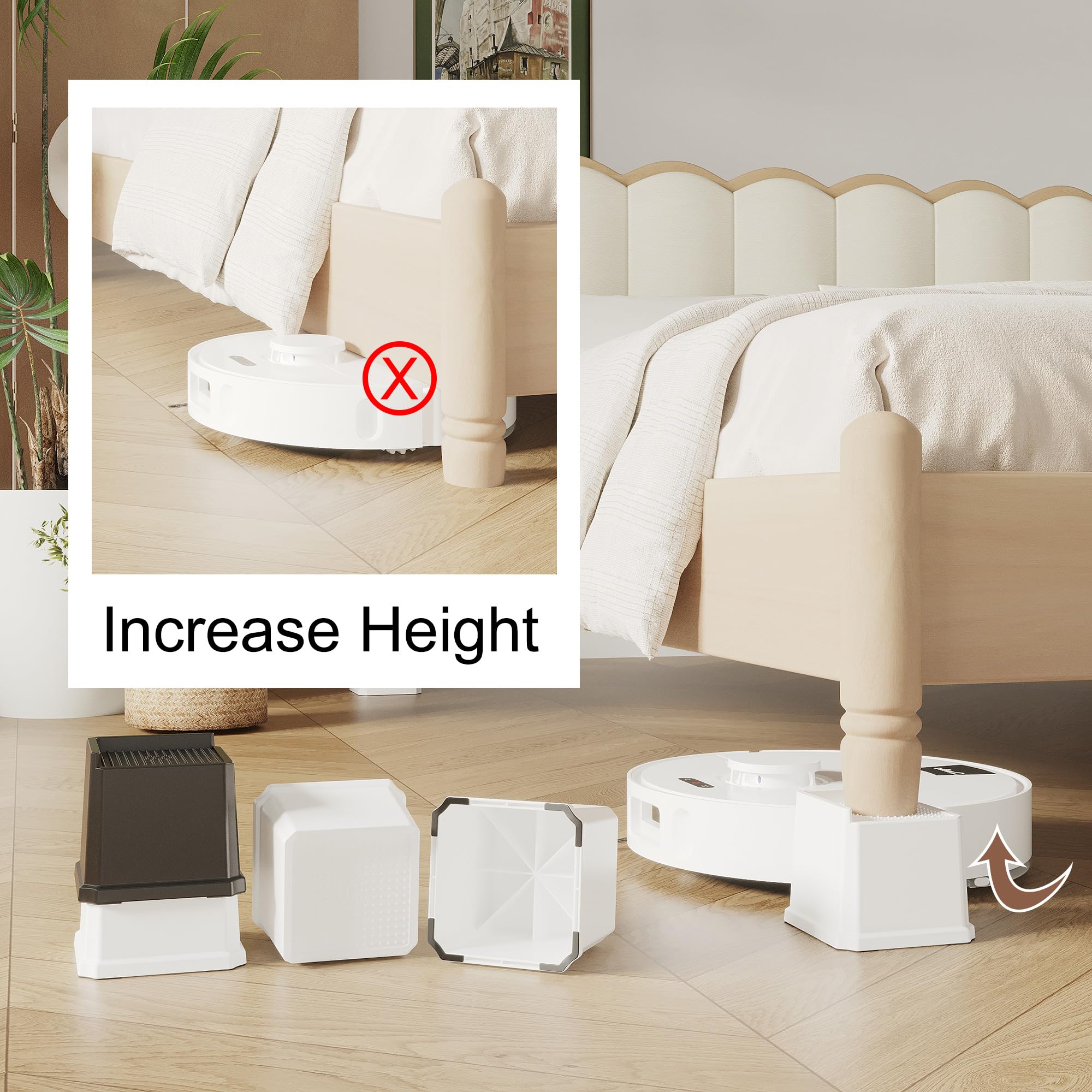 Lot De 4 Rehausseurs De Lit Robustes 10,2 Cm En Forme De L - Blanc
