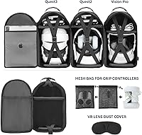 Vista 2 de Carrying Case Made for Quest 3/ Quest 2/Vision Pro. Waterproof Travel Sling Quest 3 Bag for VR All-in-One Gaming Headset and Touch Controllers