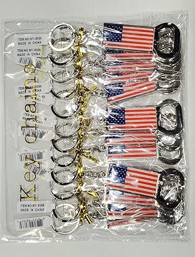 Miniatura 5 de Paquete de 12 llaveros de metal con la bandera de Estados Unidos, paquete de regalo patriótico de recuerdo para el 4 de julio, Día de los Veteranos,