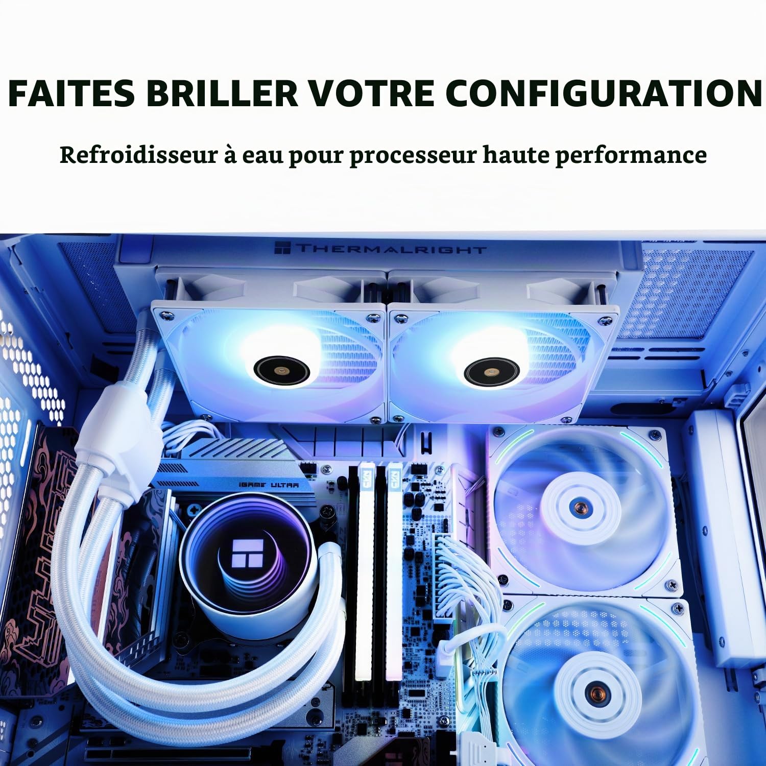 TR Frozen Notte 240 BLANC ARGB V2 Refroidisseur de processeur à eau, Spécifications du Ventilateurs doubles PWM, Roulements S-FDB, Convient pour AMD/AM4 AM5, Intel LGA 1700/1851/1151/1200/2011