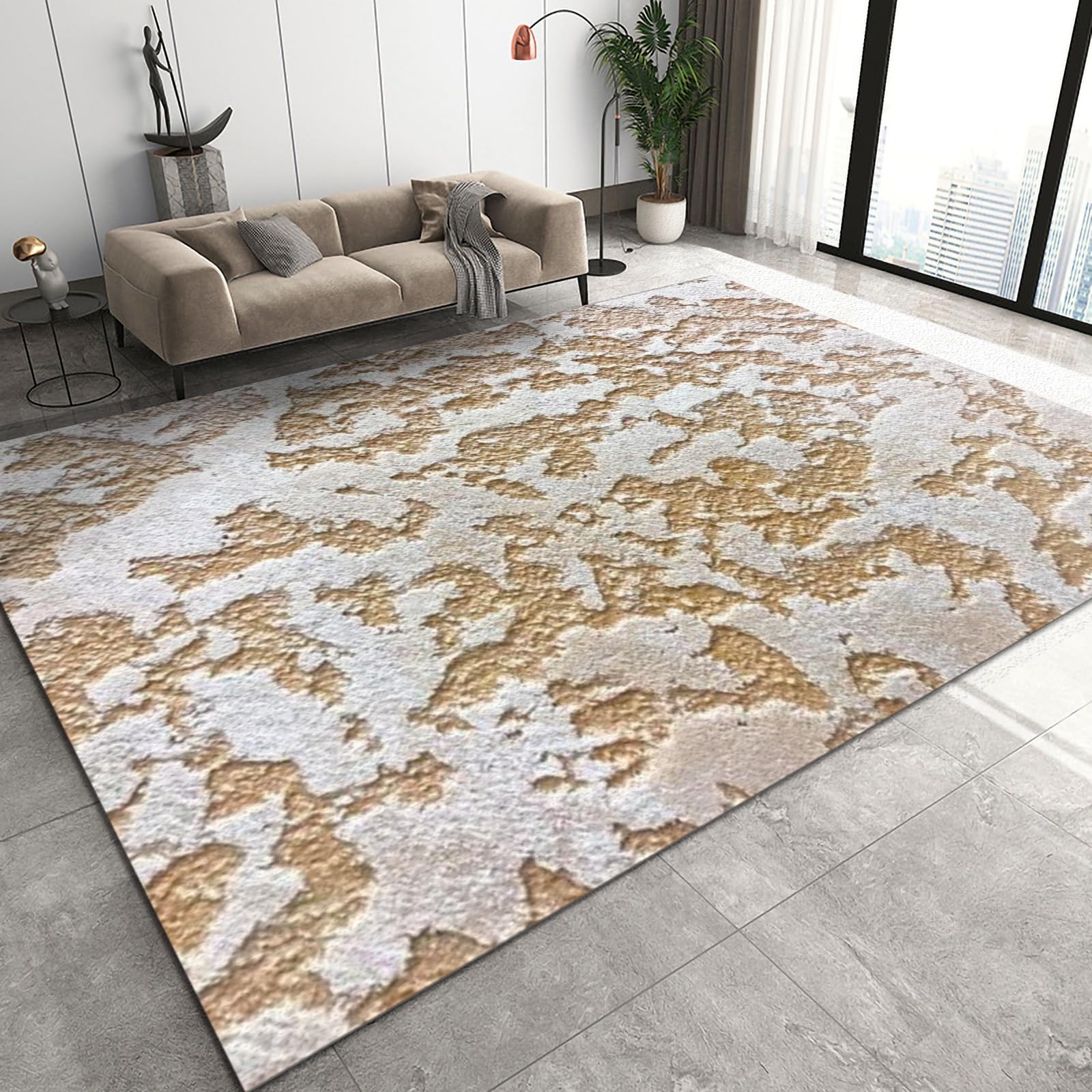 Irregular Graphic Print Area Rug, Modern Creative Living Room Rugs, Decorative Carpet Soft Comfortable Machine Washable for Bedroom Home Office Dining Room Kitchen College Dorm-60 x 100 cm