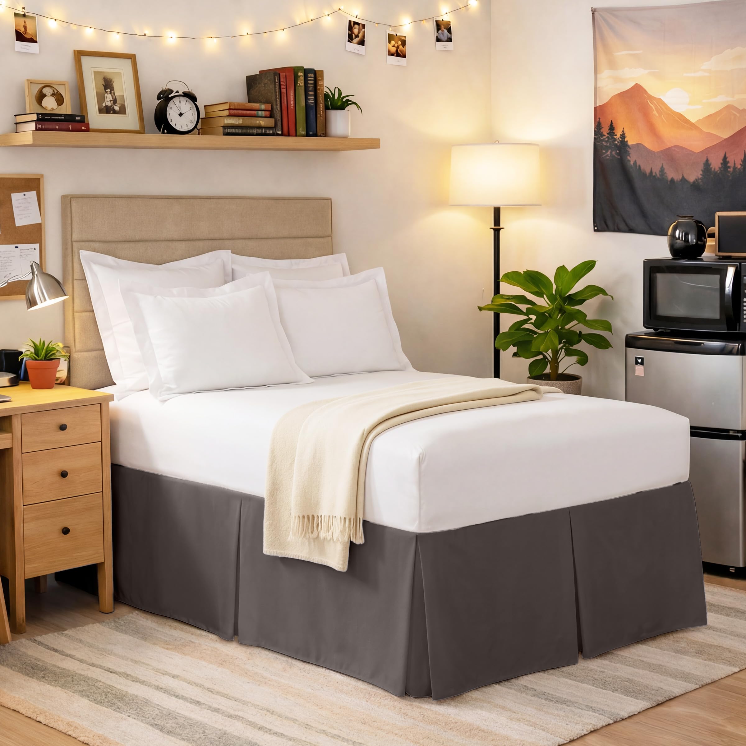 Jupe de lit Spacemaker Full argent avec hauteur de chute de 53 cm