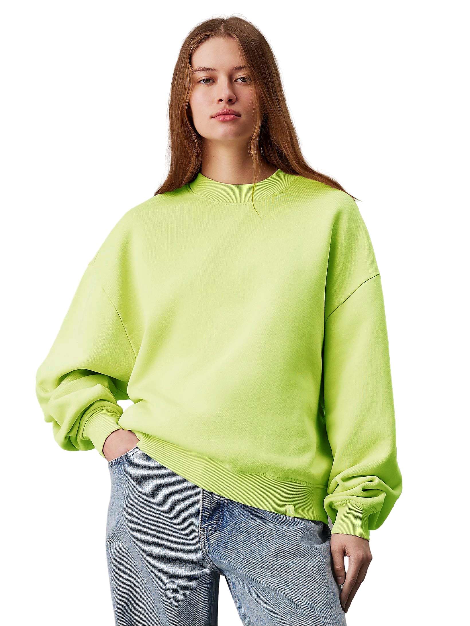 kotty Women's Fleece Sweatshirt Solid Pattern with Classic Round Neck(Green,XL)-picture-58
