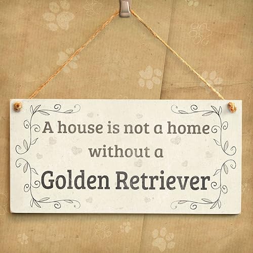 Miniatura 4 de Meijiafei A Spoiled Golden Retriever Lives Here  Cartel de regalo para el hogar de estilo campestre encantador para dueños de perros Golden