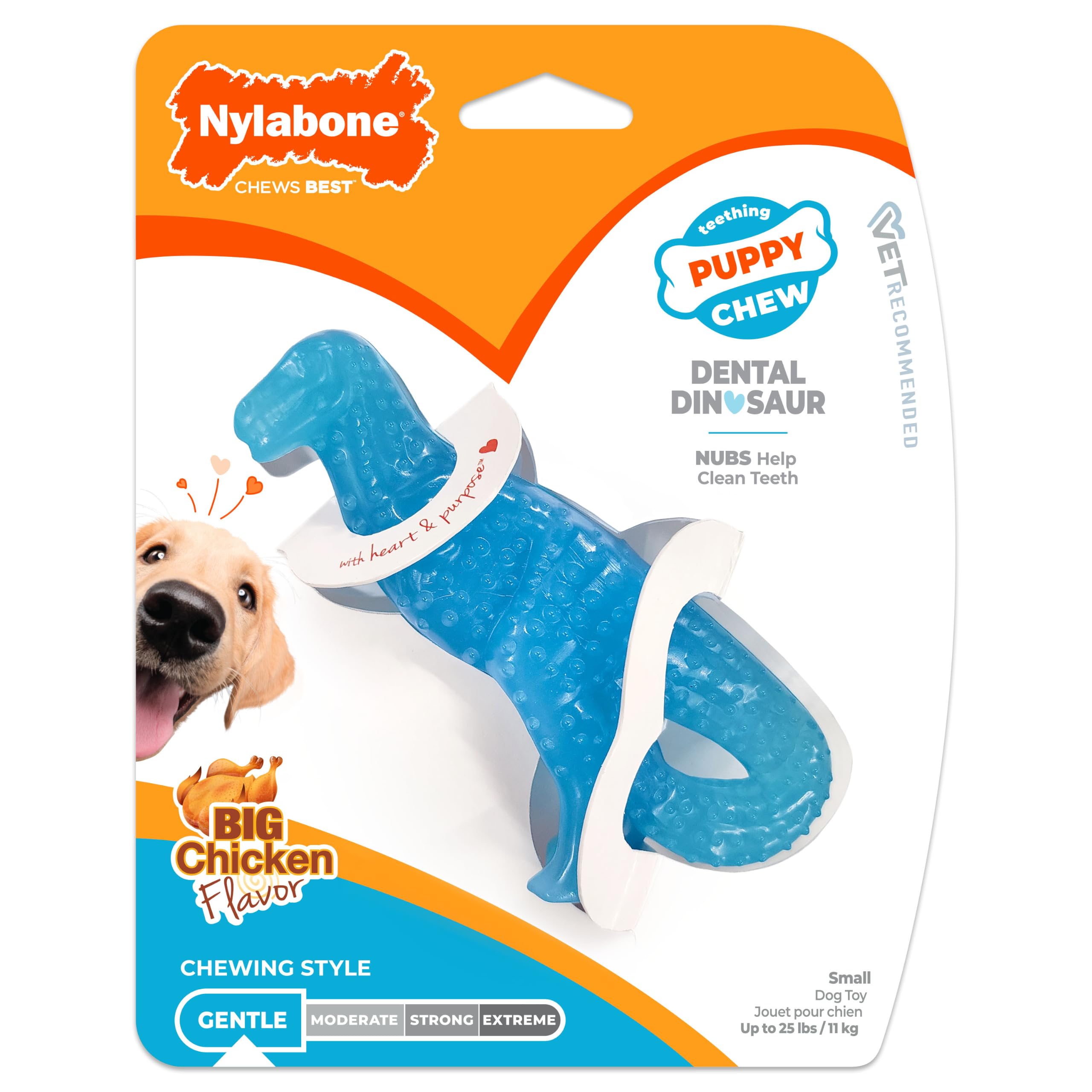 Nylabone Puppy Teething DINO Dog Chew Toys Bones Pacifiers Chews Dental Health