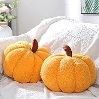 Vista 11 de Queekay 2 cojines de calabaza de 11 x 9.5 pulgadas, almohada de calabaza de Halloween para sofá, decoración del hogar de otoño, cojín de imitación