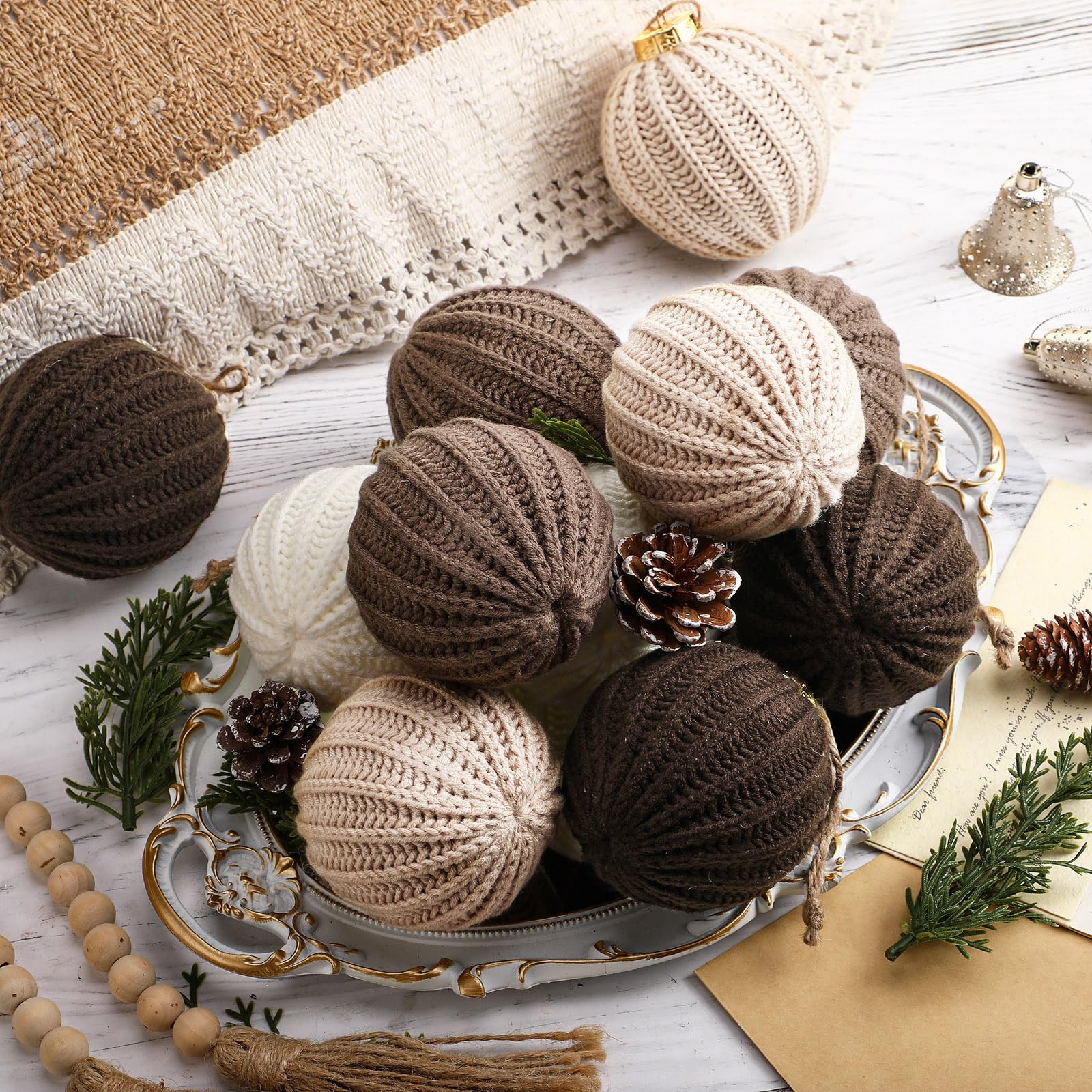Amazon.com: VioraWhite 12 Pcs Neutral Christmas Ornaments, 3.15