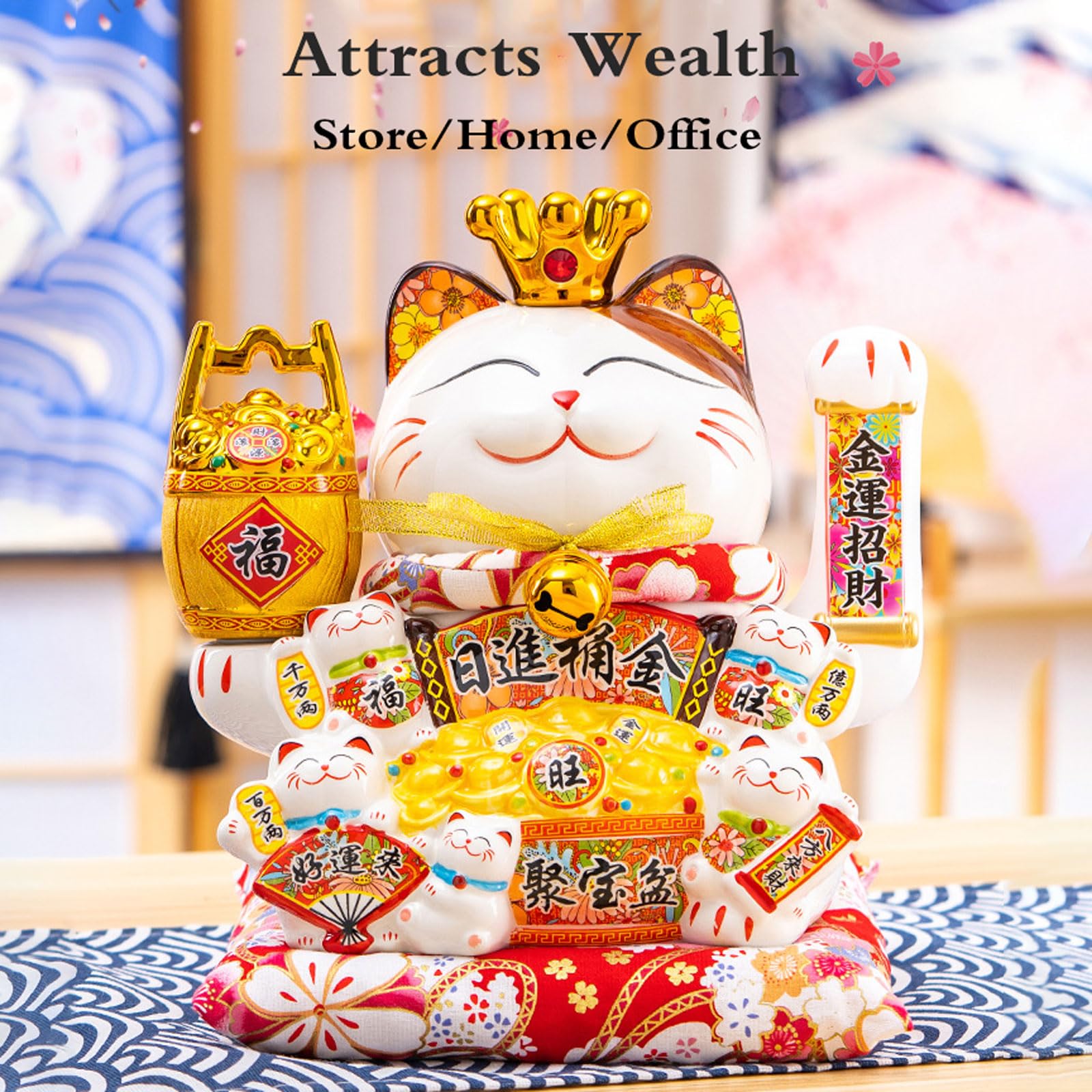 Gato De La Suerte De CeráMica,Afortunado Gato,Maneki Neko De CeráMico,Porcelana Gato De La Suerte,Gato Chino De La Suerte,DecoracióN,DecoracióN,SíMbolo De RiquezaPara DecoracióN del Coche