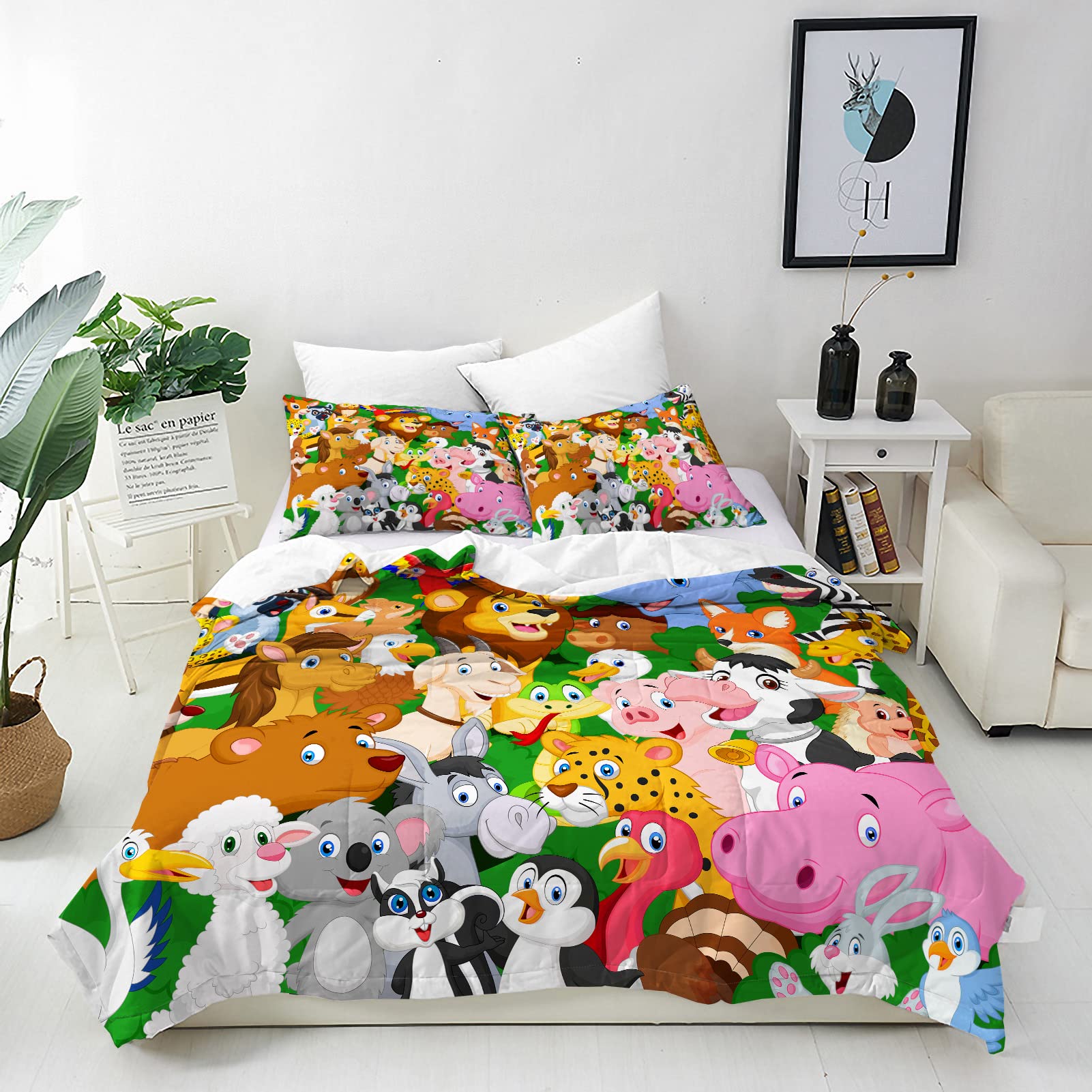 ANHOPE Zoo Animal Duvet Cover Set Single 135x200cm, 2 Pillowcases — image 1