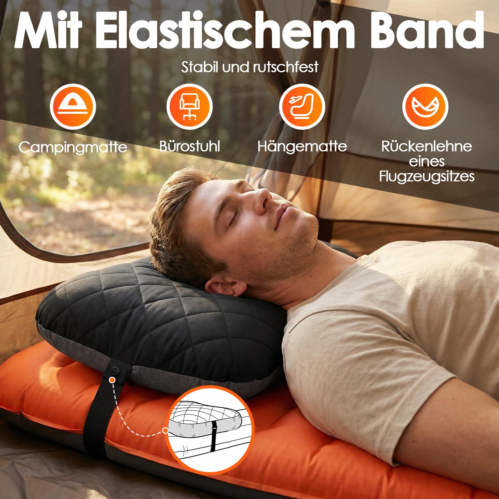 Aufblasbares Nackenkissen mit Schaumstoff für Reise und Camping