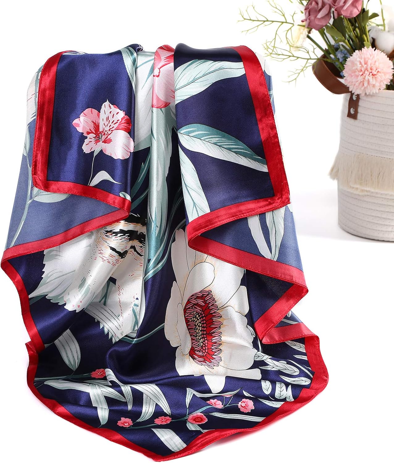 AWAYTR 35” Satin Large Square Head Scarves - 4PCS Silk Like Neck Scarf Hair Sleeping Wraps Satin Silk Scarfs for Women - Image 6