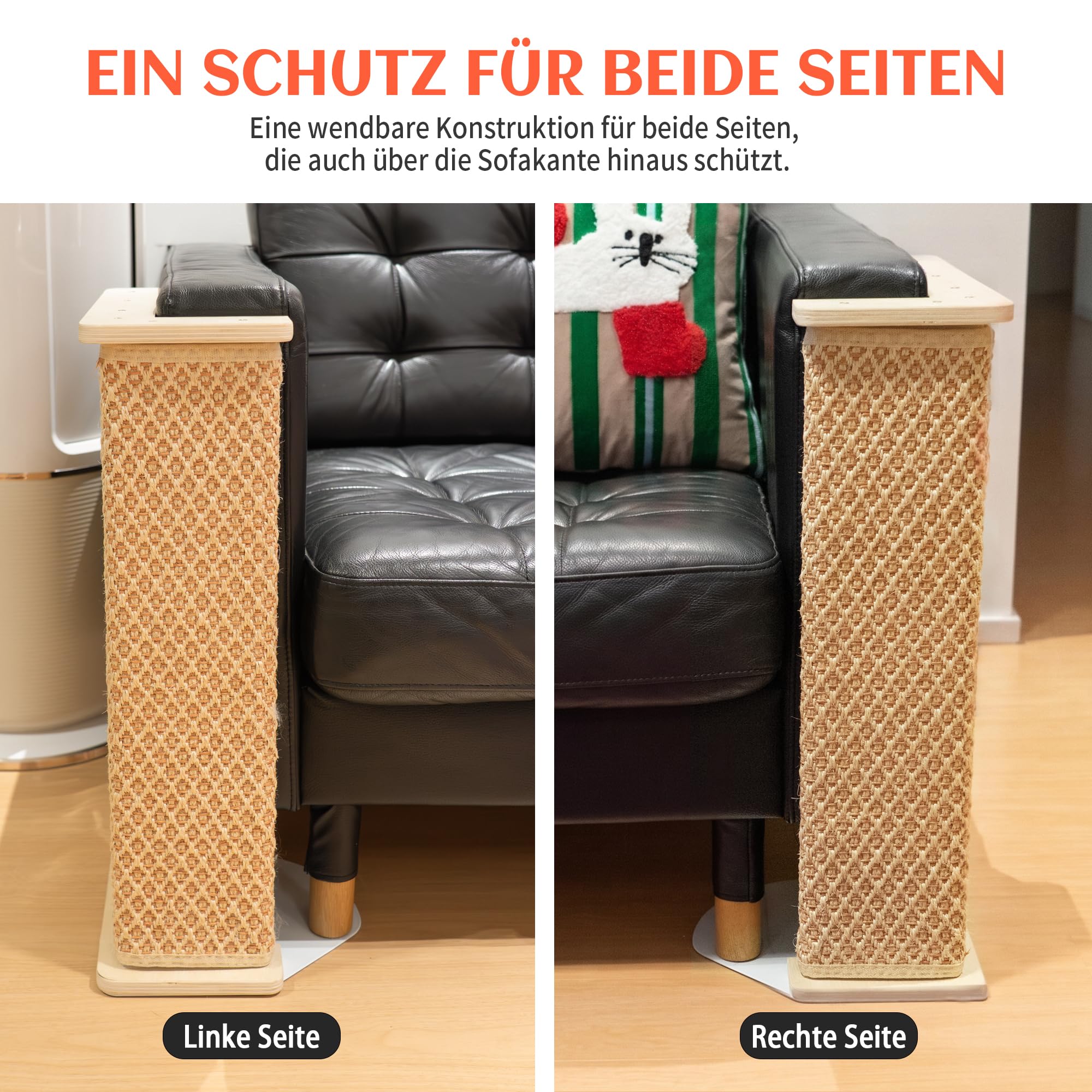 PETKARAY Katzen Kratzbrett Sofa Ecke Groß, 61 cm Sisal Kratzmatte, Erweiterter Kratzschutz für Couch & Möbel, Breiter Kratzschutz für Katzen, Möbelschutz Kratzbrett Indoor