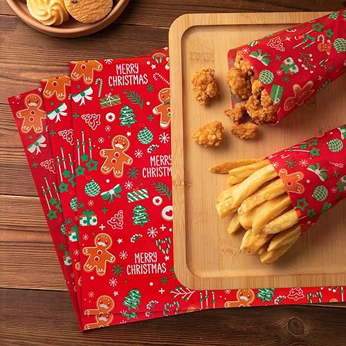 Miniatura 6 de 100 piezas de papel de cera de Navidad para alimentos, hojas de papel de cera, papel de delicatessen, envoltura de sándwich, envolturas de galletas