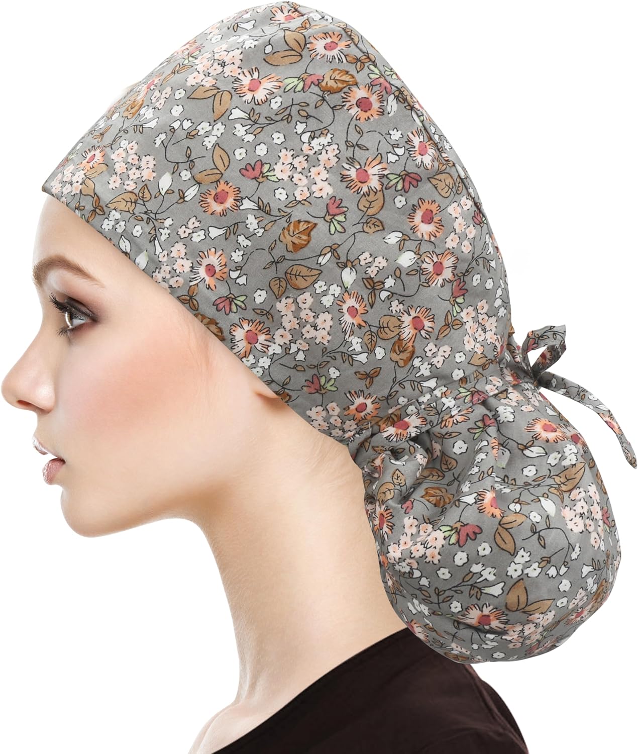 QBA Adjustable Working Cap with Button, Satin-Lined Hat, Cotton Working Hat Sweatband, Elastic Tie Back Hats Unisex - Image 3