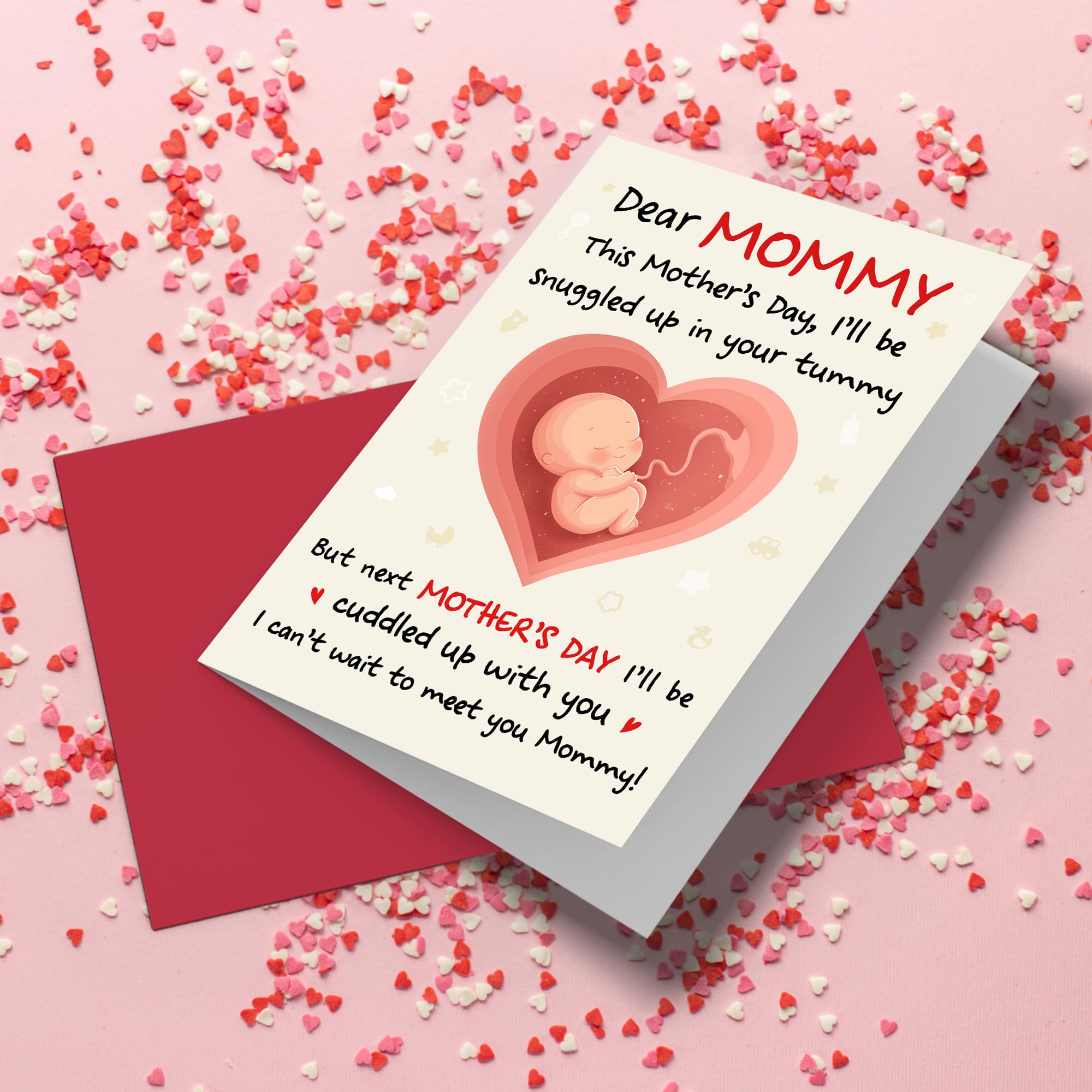 HUNIGIFT First Mothers Day Card for New Mom, Mom to be - Happy Mother to be Mothers Day Card for Expecting Moms, Pregnant Moms, Pregnant Daughter Wife from The Bump - 5.3''x 8.0'' Card & Envelope