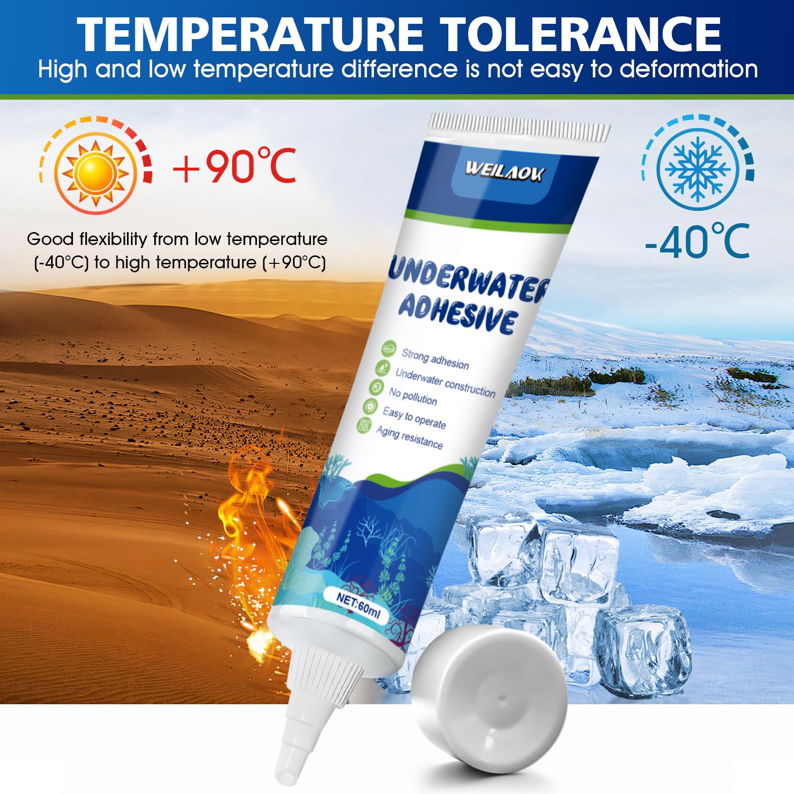 Silicona Transparente Sellante para Acuario Impermeable 60ml*2