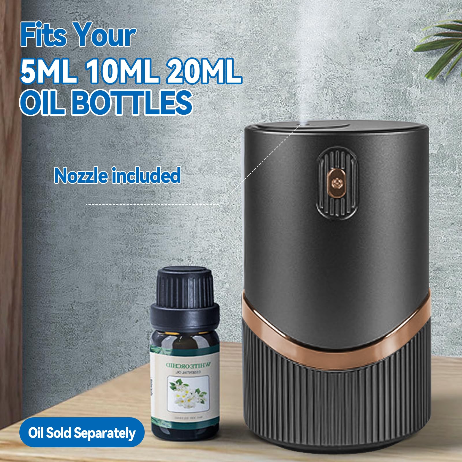 Difusor de aceite esencial sin agua, difusor de aromaterapia de 5 a 20 ml, máquina de aire portátil recargable de 2000 mAh, 4 niveles de niebla y temporizadores de 1/2/3/4/6 horas para el hogar,