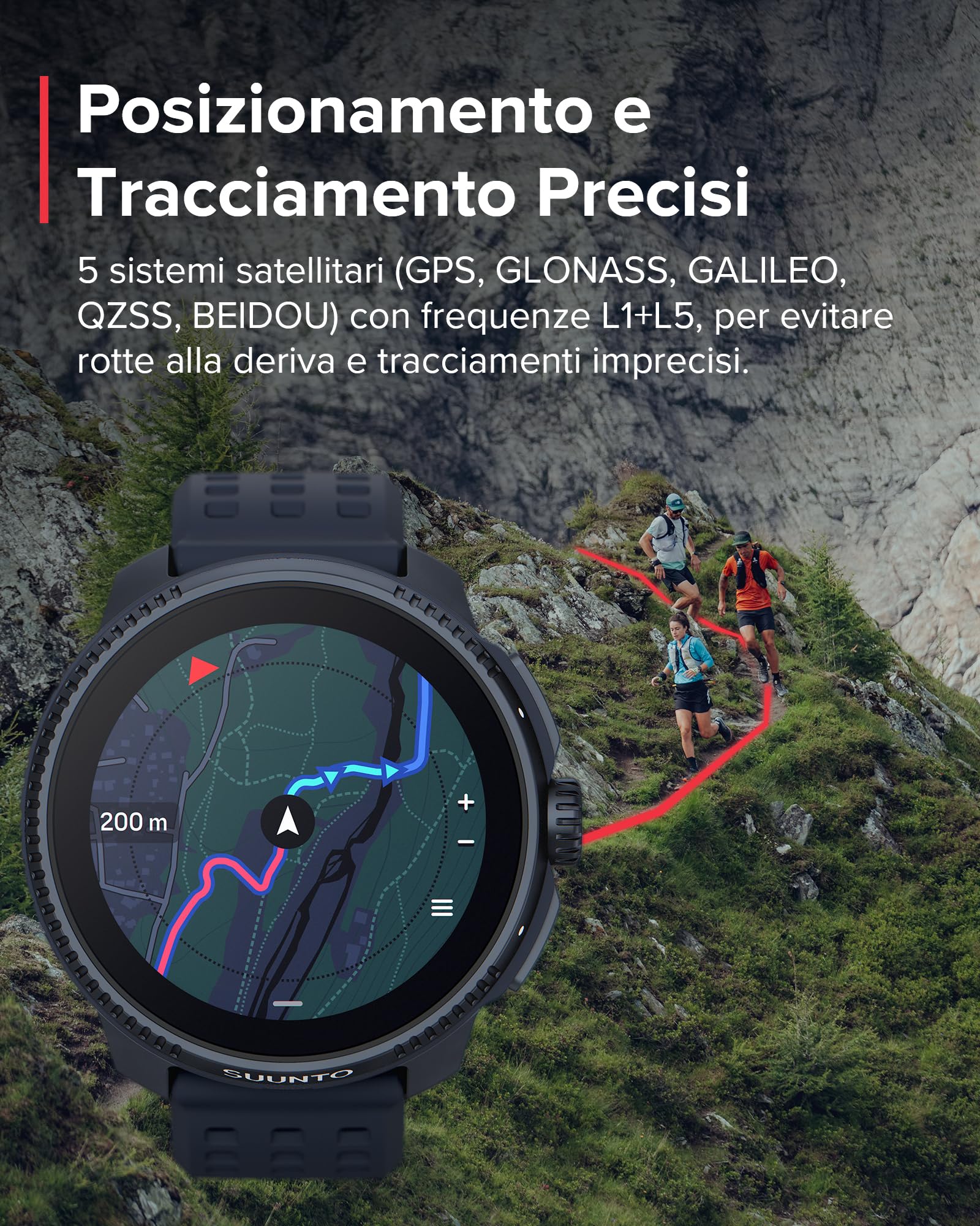 SUUNTO Race Orologio Sportivo Digitale Uomo, GPS Running Activity Tracker, Bi-Band GNSS, Offline Map, AMOLED Touch Schermo, Smartwatch Cardiofrequenzimetro Altimetro, 95+ Sports, Autonomia 26 Giorni