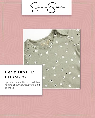 Miniatura 4 de Jessica Simpson Body para bebé niña, paquete de 3 mamelucos de manga corta, ropa esencial para recién nacidos (0-8 meses)
